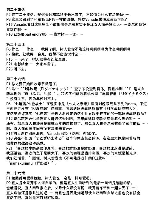 汉化组的吐槽考据等