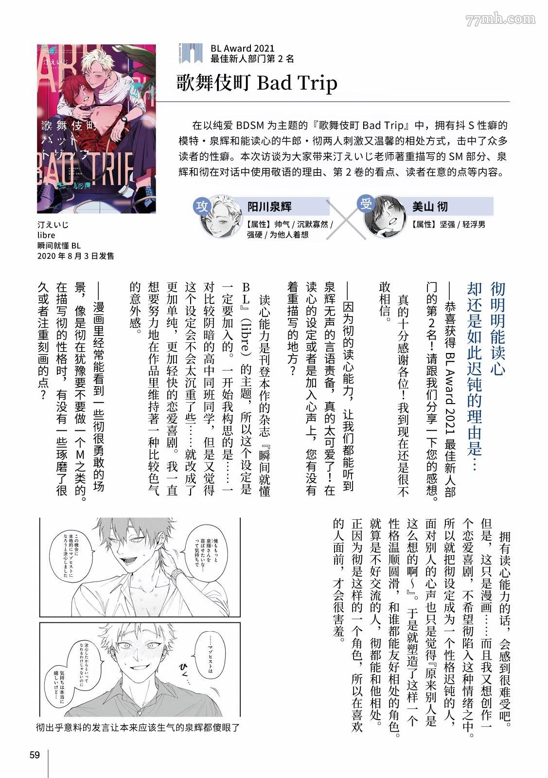 杂志周年特典、BL Award 2021 访谈、BL Award 2021 特典